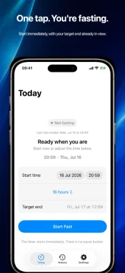 Vasten start screen with a large Start Fast button